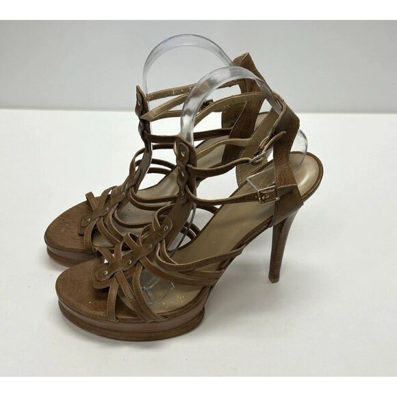 Stuart Weitzman Gladiator Sandals High Heels Strappy Size 10 Brown Leather - Picture 10 of 11